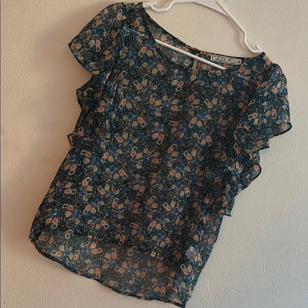 Floral Sheer Top - Green